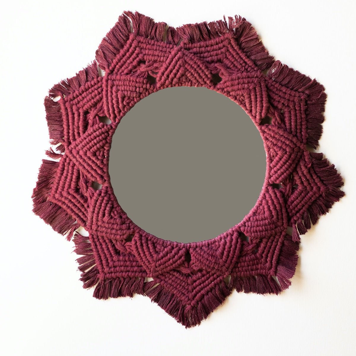 Macrame Mirror - Maroon Color | Verified Sustainable by Brown Living™