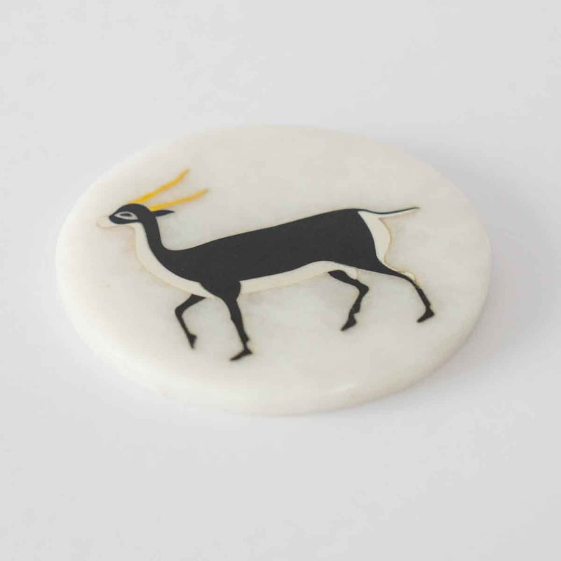 Buy Marble coaster with Deer Design | Shop Verified Sustainable Table Essentials on Brown Living™