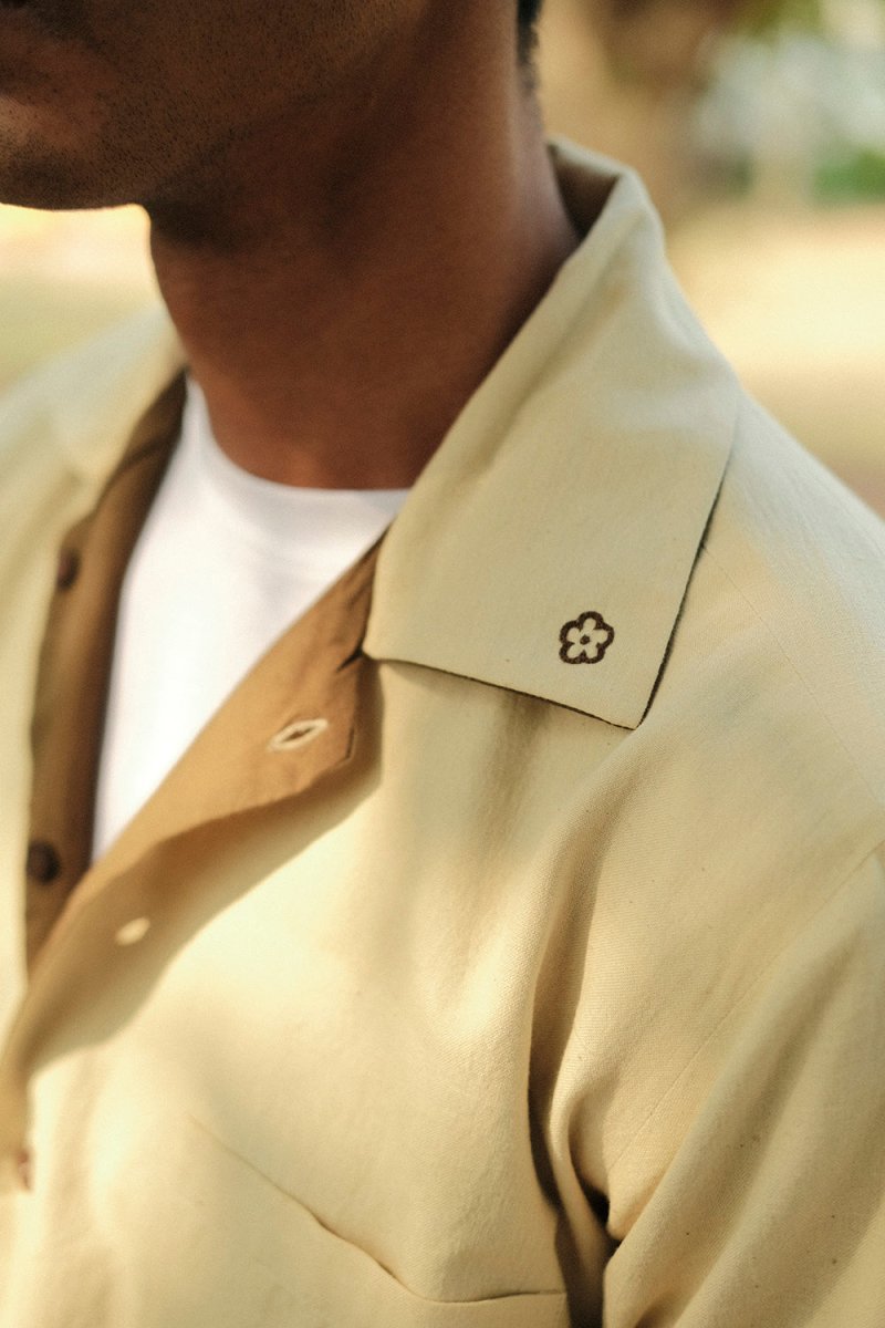 Marigold Reversible Shirt | Dyed with Marigolds – Mens Shirt on Brown Living™. SKU: sos - 13. Img 5.