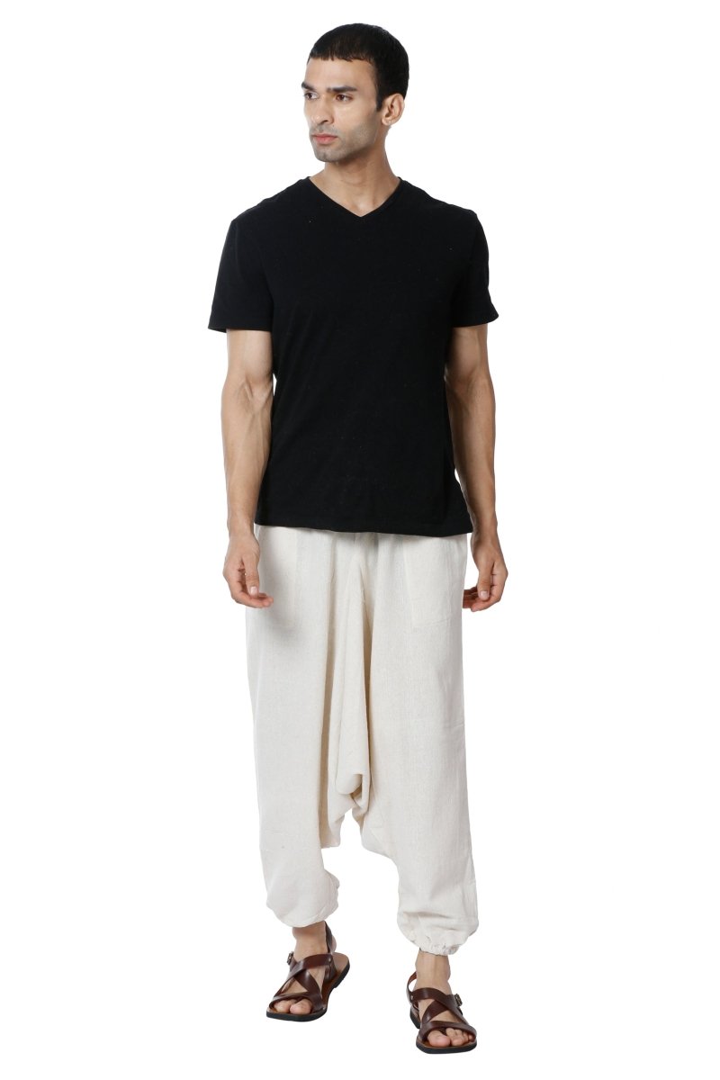 Buy Men's Harem Pack of 2 | Cream & Black | Fits Waist Sizes 28 to 36 Inches | Shop Verified Sustainable Mens Pyjama on Brown Living™