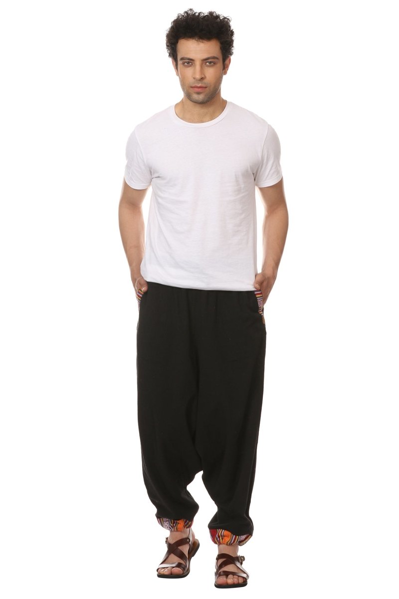 Buy Men's Tribal Harem | Black | Fits Waist Sizes 28 to 36 Inches | Shop Verified Sustainable Mens Pyjama on Brown Living™