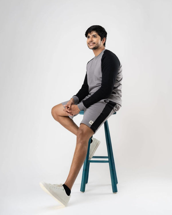 Buy Men's Grey & Black Organic Cotton Comfort Shorts | Shop Verified Sustainable Mens Shorts on Brown Living™