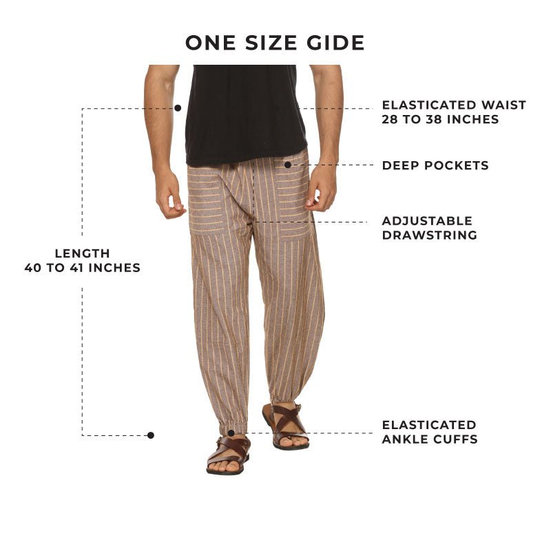 Buy Men's Hopper | Brown Stripes | Fits Waist Sizes 28 to 38 Inches | Shop Verified Sustainable Mens Pyjama on Brown Living™