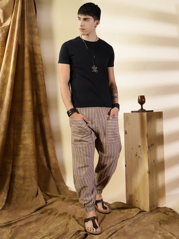 Buy Men's Hopper | Brown Stripes | Fits Waist Sizes 28 to 38 Inches | Shop Verified Sustainable Products on Brown Living
