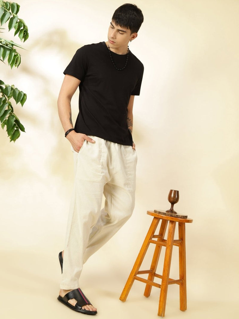 Buy Men's Lounge Pant | Cream | Fits Waist Size 28 to 36 inches | Shop Verified Sustainable Mens Pyjama on Brown Living™