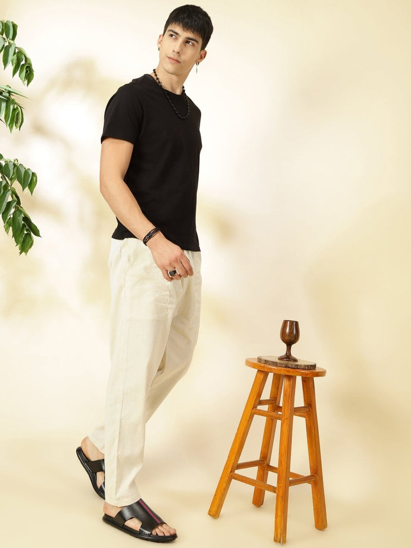 Buy Men's Lounge Pant | Cream | Fits Waist Size 28 to 36 inches | Shop Verified Sustainable Mens Pyjama on Brown Living™