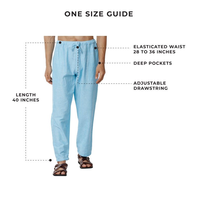 Men's Lounge Pants | Sky Blue | Fits Waist Size 28" to 36" – Mens Pyjama on Brown Living™. SKU: AT01036. Img 3.