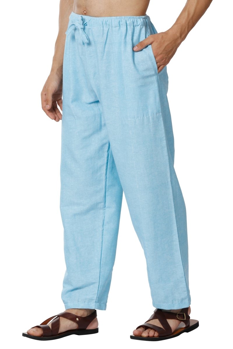 Men's Lounge Pants | Sky Blue | Fits Waist Size 28" to 36" – Mens Pyjama on Brown Living™. SKU: AT01036. Img 4.