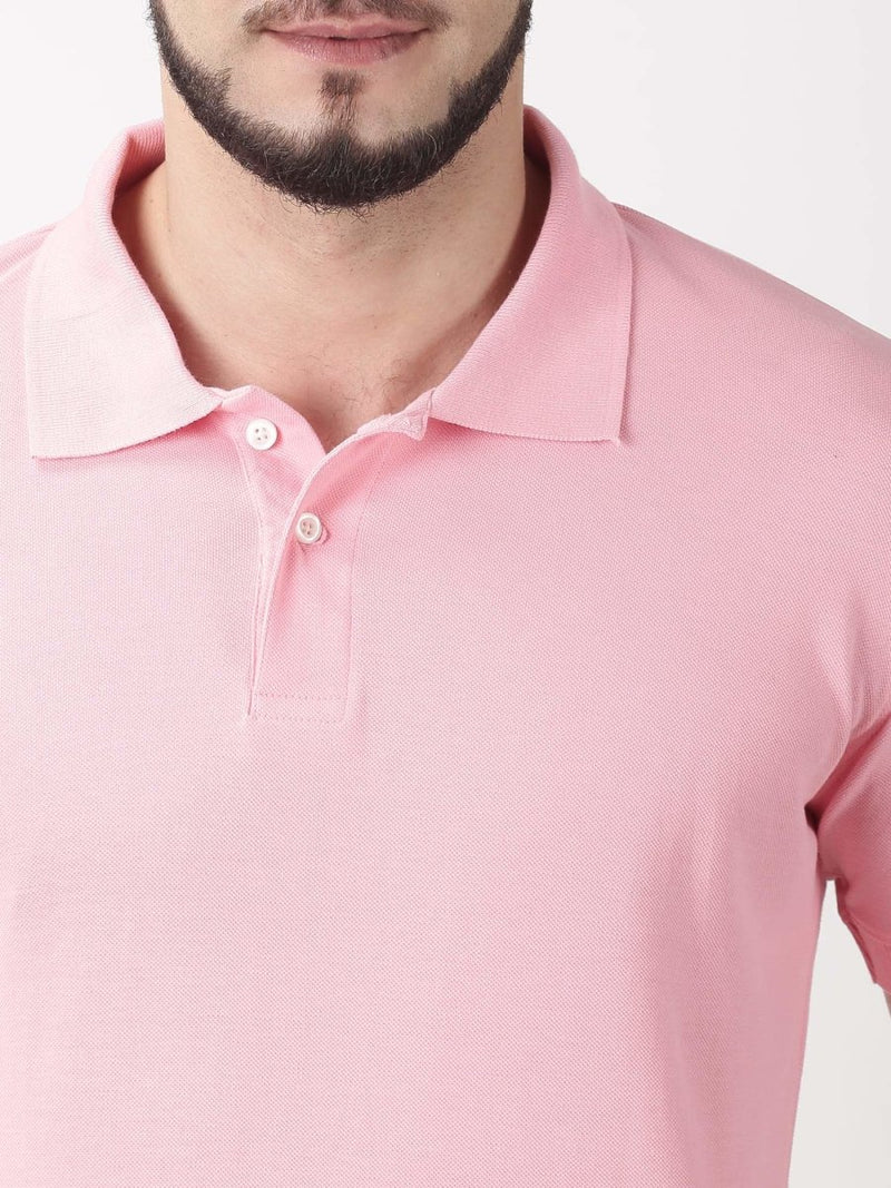Buy Mens Organic Cotton Polo T-shirt | Pink | Shop Verified Sustainable Mens Tshirt on Brown Living™