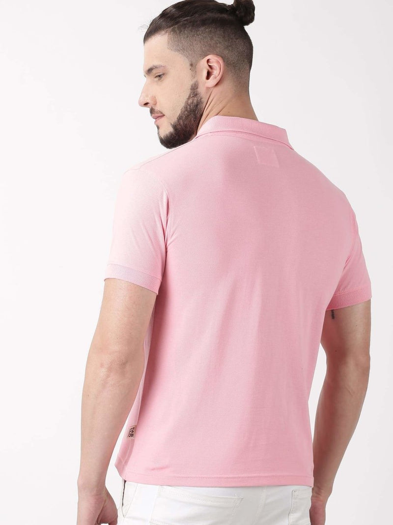 Buy Mens Organic Cotton Polo T-shirt | Pink | Shop Verified Sustainable Mens Tshirt on Brown Living™