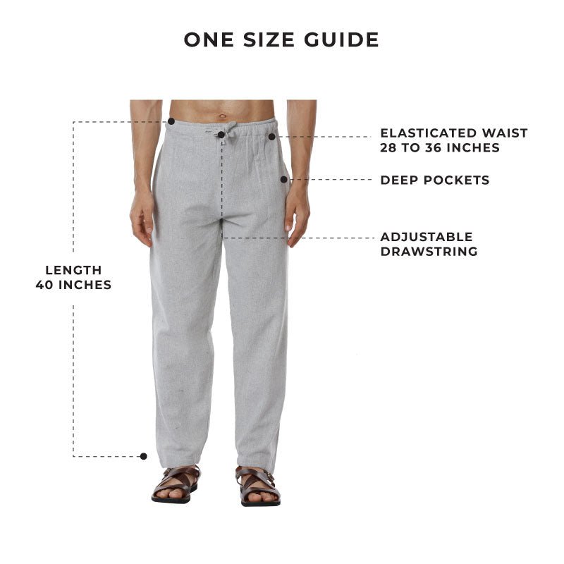 Men's Pyjama Pack of 2 | Blue and Melange Grey | Fits Waist Sizes 28" to 36" – Mens Pyjama on Brown Living™. SKU: BL24_AT31AT17. Img 4.