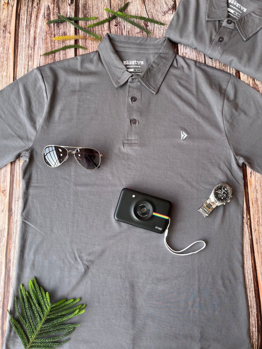 Men's Sustainable Polo T-Shirt | 100% Supima Cotton (Granite Grey) | Verified Sustainable by Brown Living™