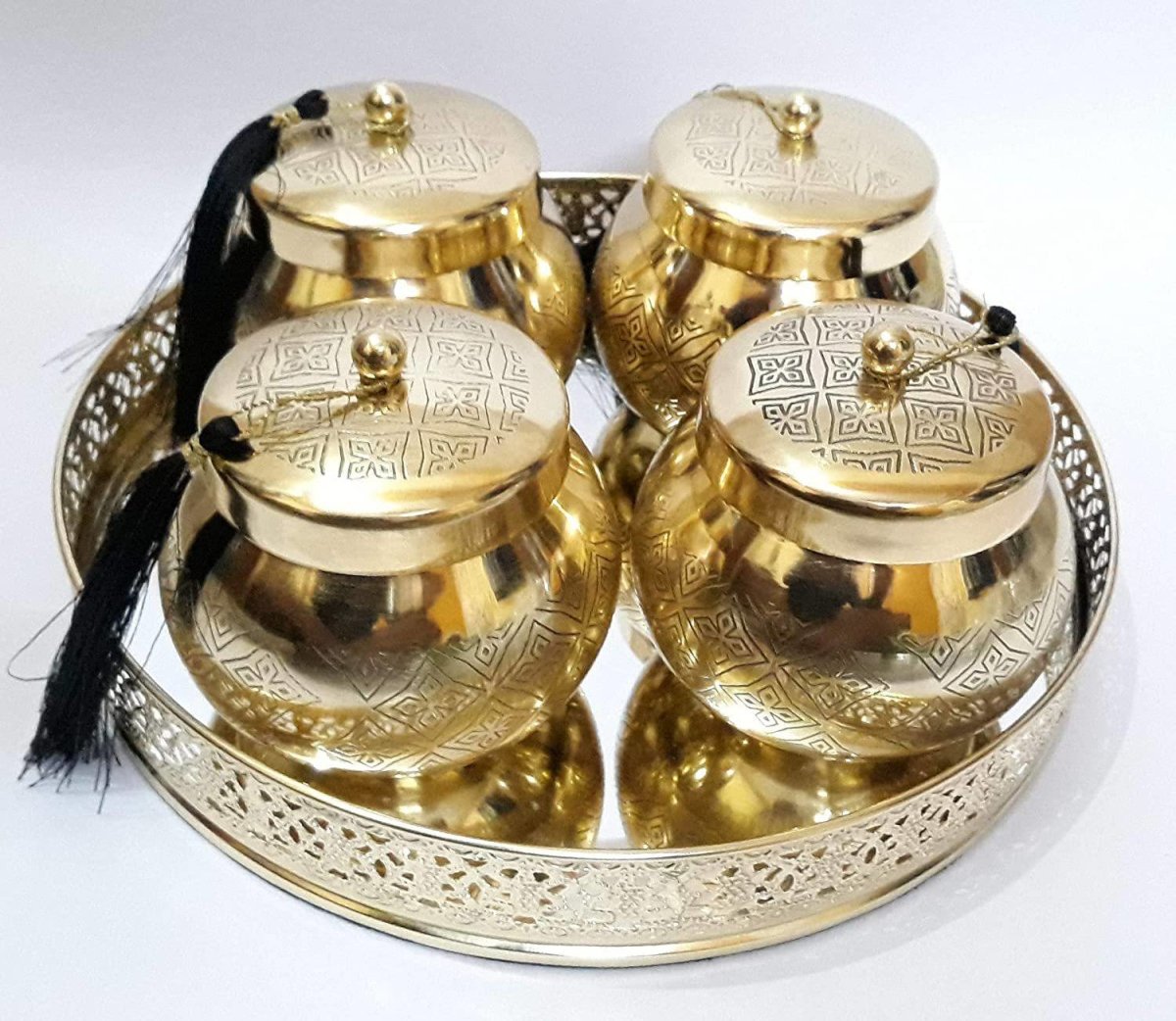 Metal Mirror Tray Gold Beautiful Container for Dry Fruits – Table Decor on Brown Living™. SKU: 1078 - 1079. Img 1.