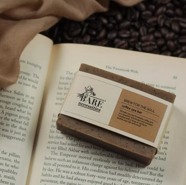 Mild Exfoliating Coffee Scrub Soap for Radiant Smooth Skin - Pack of 2 – Body Soap on Brown Living™. SKU: Coffee - spa - bar - 75g. Img 1.