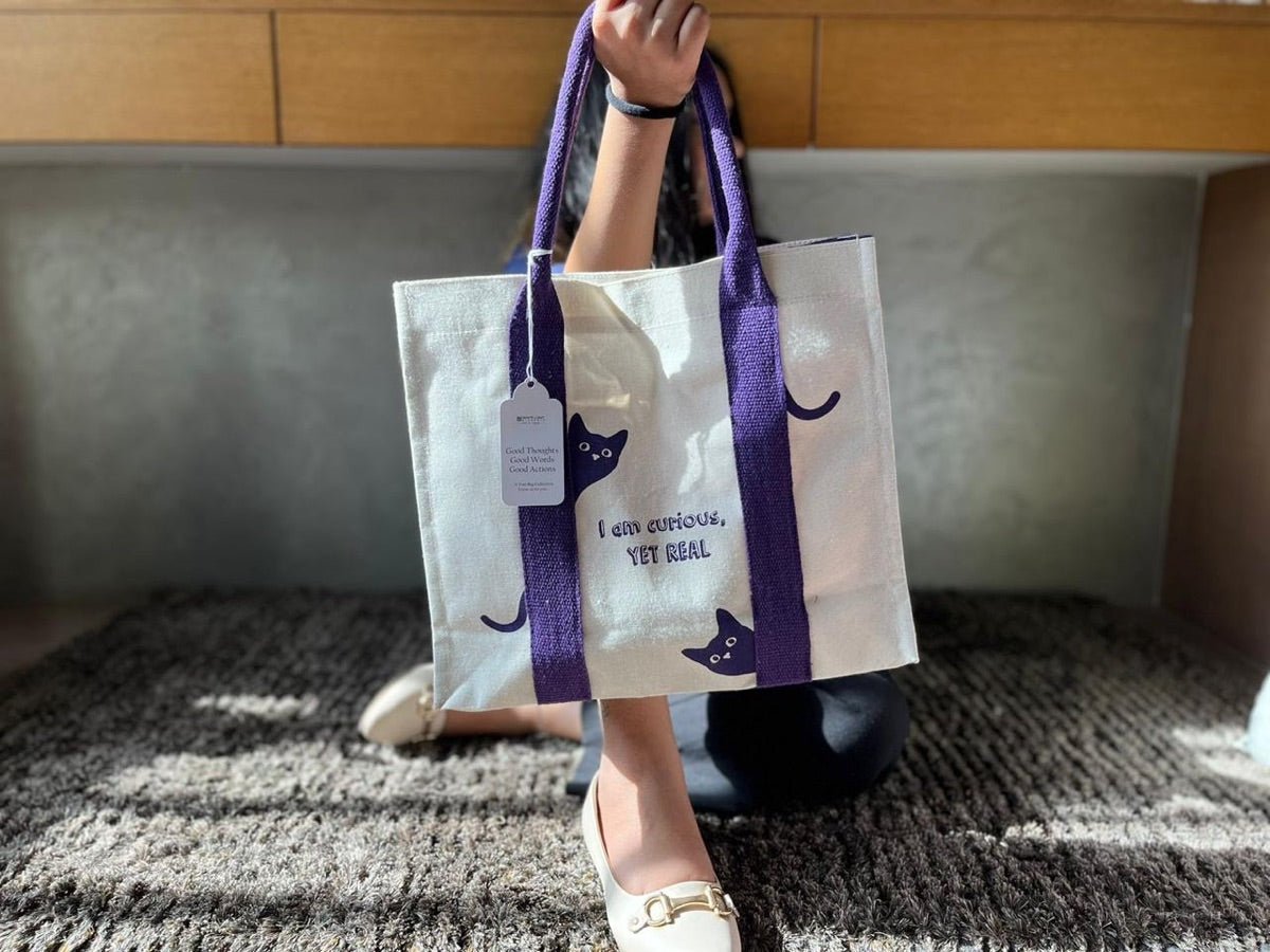 Mindful Canvas Tote Bag - Cat Print | Verified Sustainable by Brown Living™