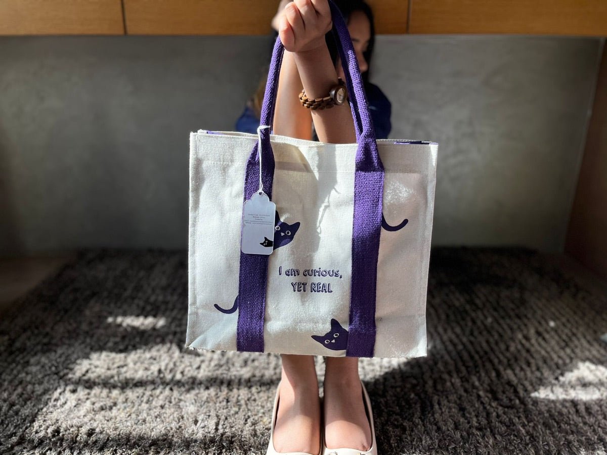 Mindful Canvas Tote Bag - Cat Print | Verified Sustainable by Brown Living™