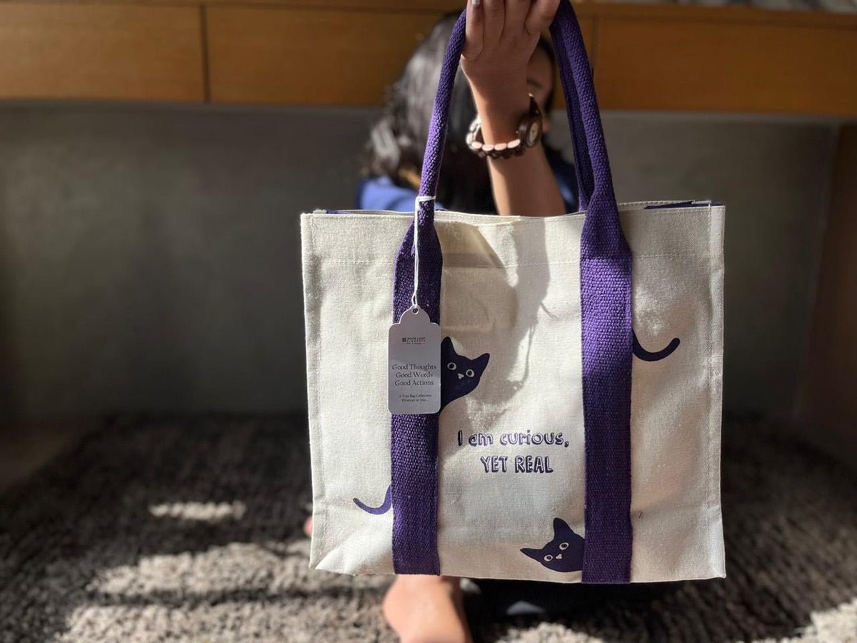 Mindful Canvas Tote Bag - Cat Print | Verified Sustainable by Brown Living™