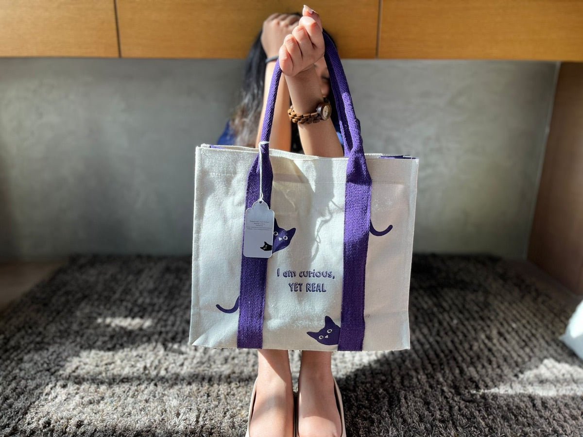 Mindful Canvas Tote Bag - Cat Print | Verified Sustainable by Brown Living™