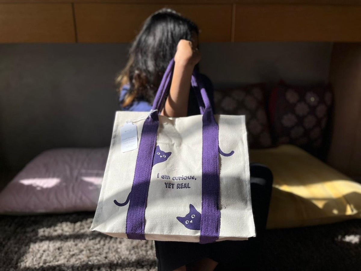 Mindful Canvas Tote Bag - Cat Print | Verified Sustainable by Brown Living™