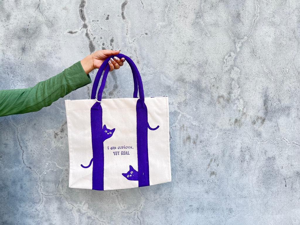 Mindful Canvas Tote Bag - Cat Print | Verified Sustainable by Brown Living™