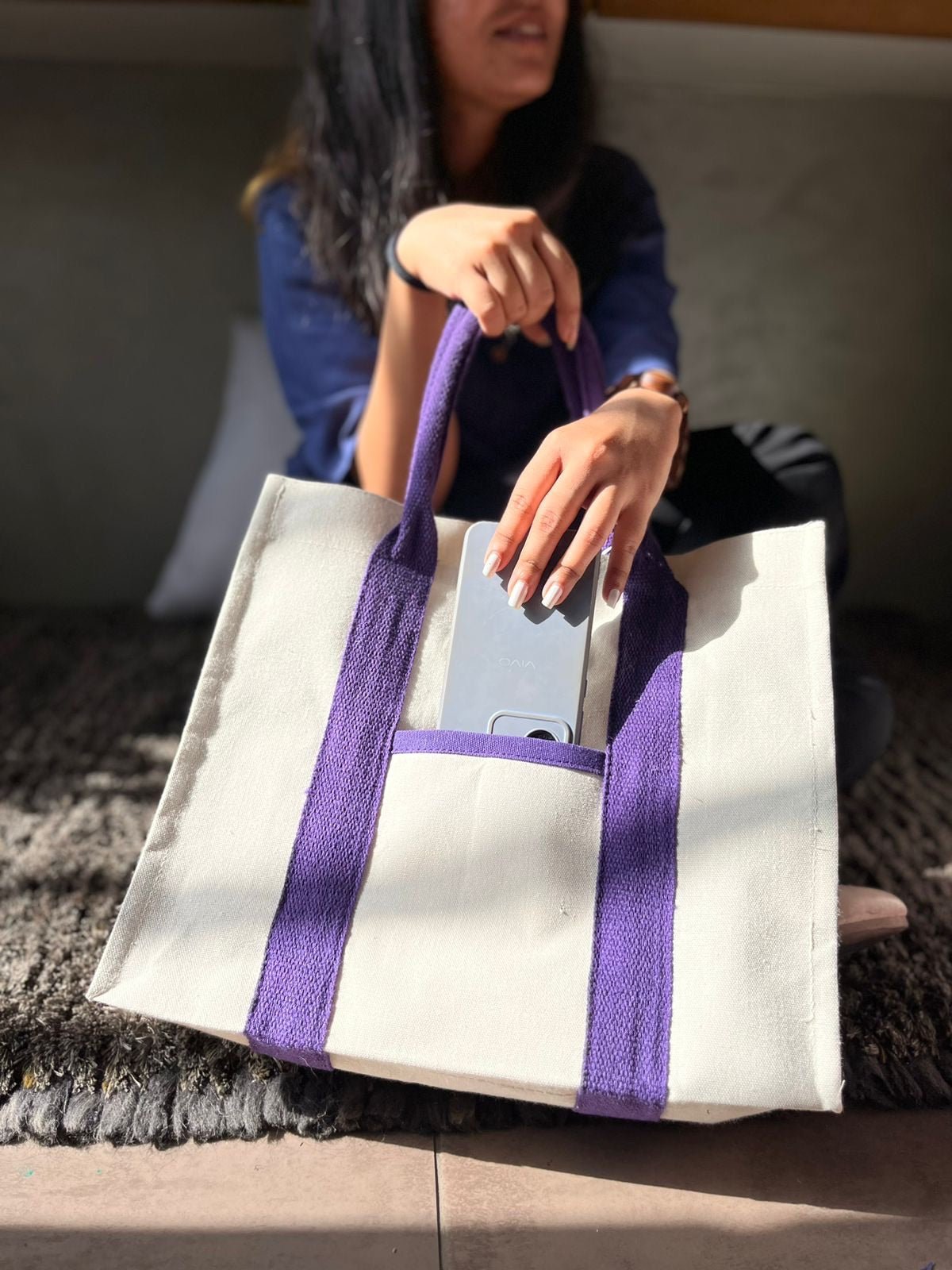Mindful Canvas Tote Bag - Cat Print | Verified Sustainable by Brown Living™