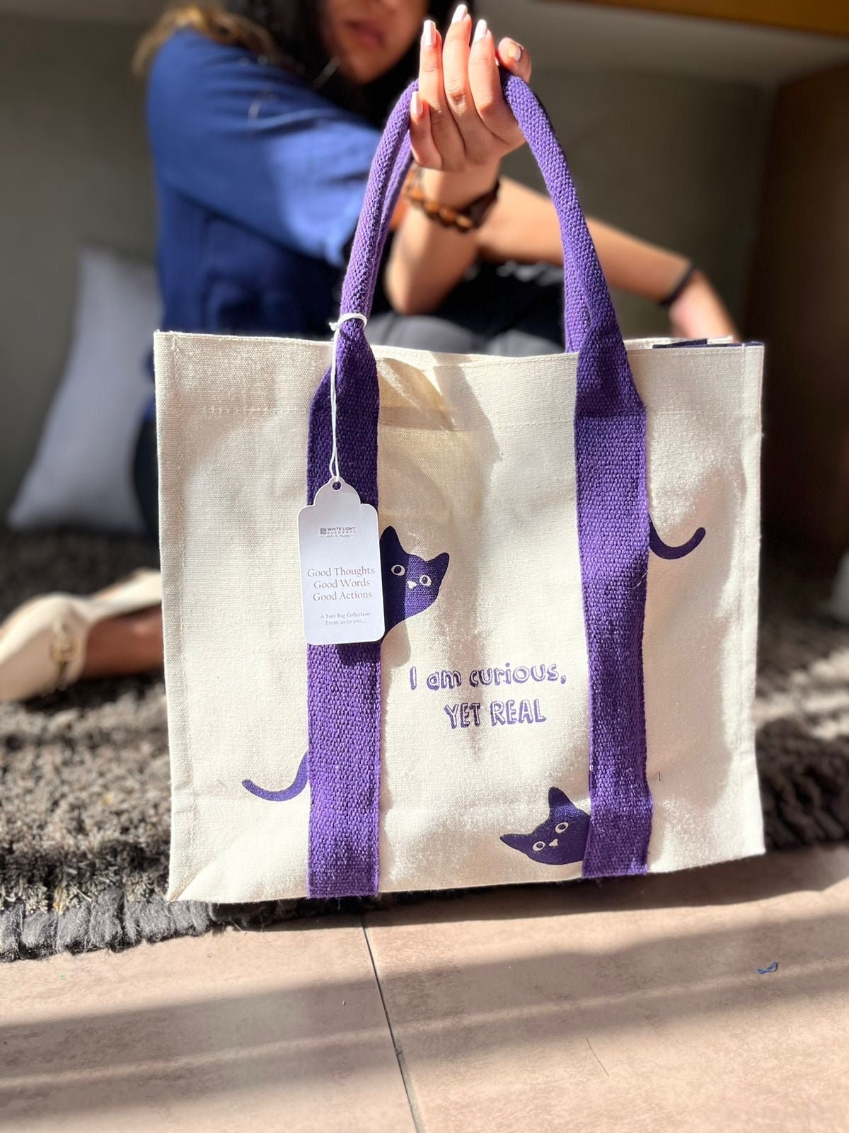 Mindful Canvas Tote Bag - Cat Print | Verified Sustainable by Brown Living™