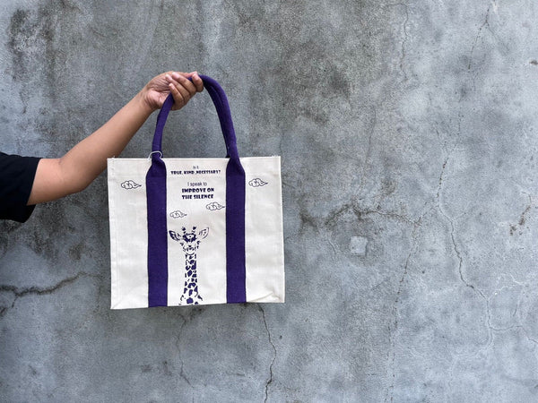 Mindful Canvas Tote Bag- Giraffee Print | Verified Sustainable Tote Bag on Brown Living™