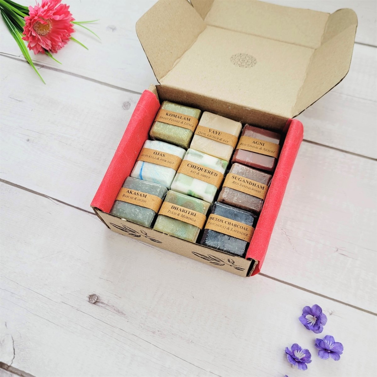 Mini Handmade Cold Process Soap Bars with essential oils | Set of 9 | Verified Sustainable by Brown Living™