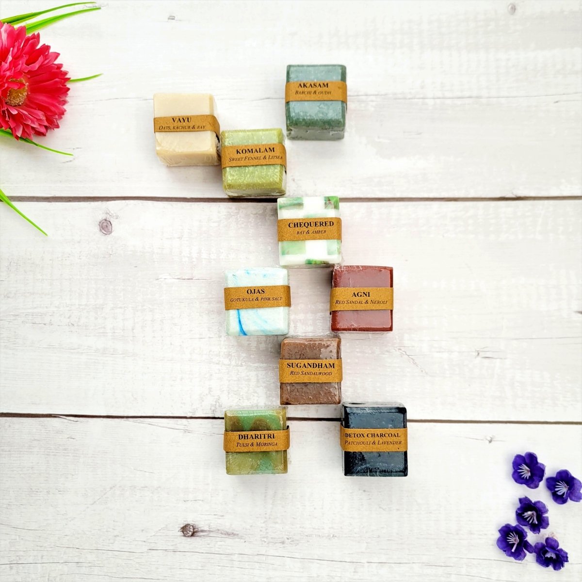 Mini Handmade Cold Process Soap Bars with essential oils | Set of 9 | Verified Sustainable by Brown Living™