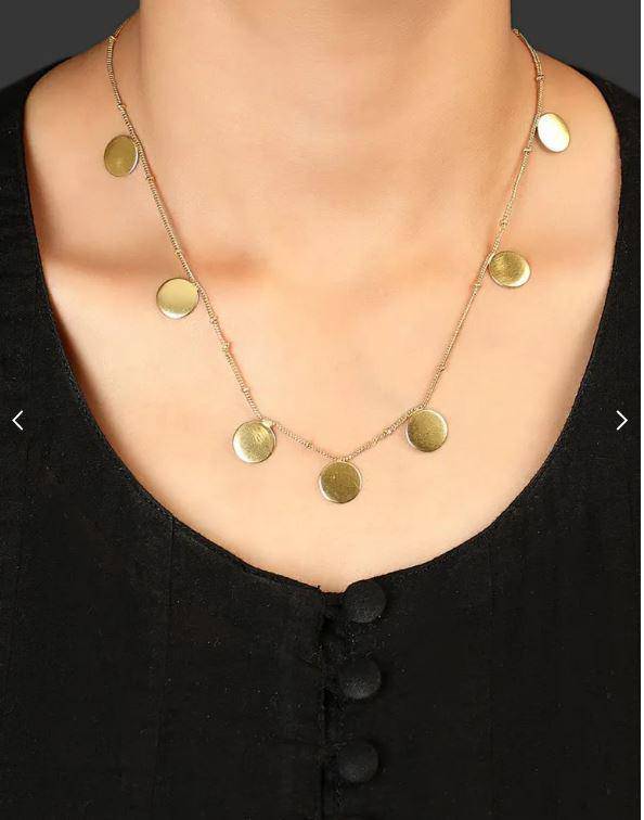 Minimal Handcrafted Brass Necklace | Verified Sustainable by Brown Living™