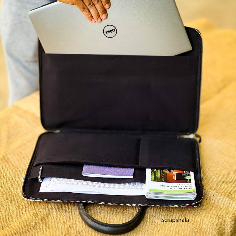 Buy Minimalist Laptop Sleeve Bag | Upcycled Plastic | Handloom Textile | Water-Resistant | Tube Handle | Shop Verified Sustainable Laptop Sleeve on Brown Living™
