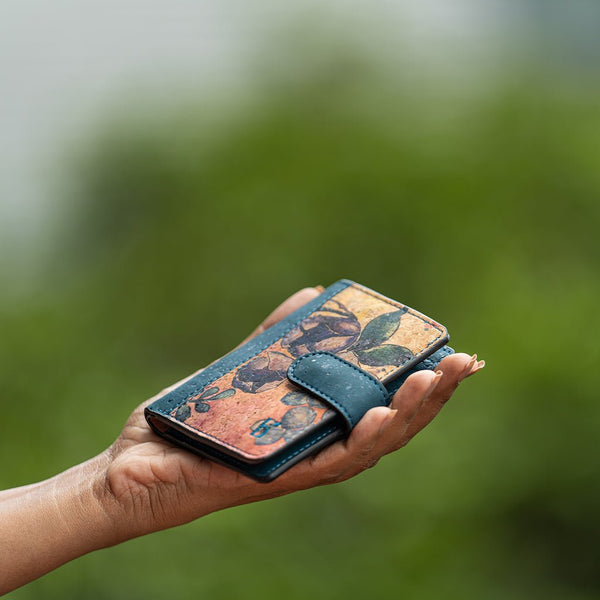 Buy Mira Printed Cork Mini Wallet - Floral Ink | Shop Verified Sustainable Womens Wallet on Brown Living™