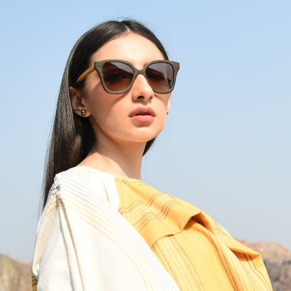 Buy Mora Wooden Sunglass - Handcrafted Unisex | Shop Verified Sustainable Womens Accessories on Brown Living™