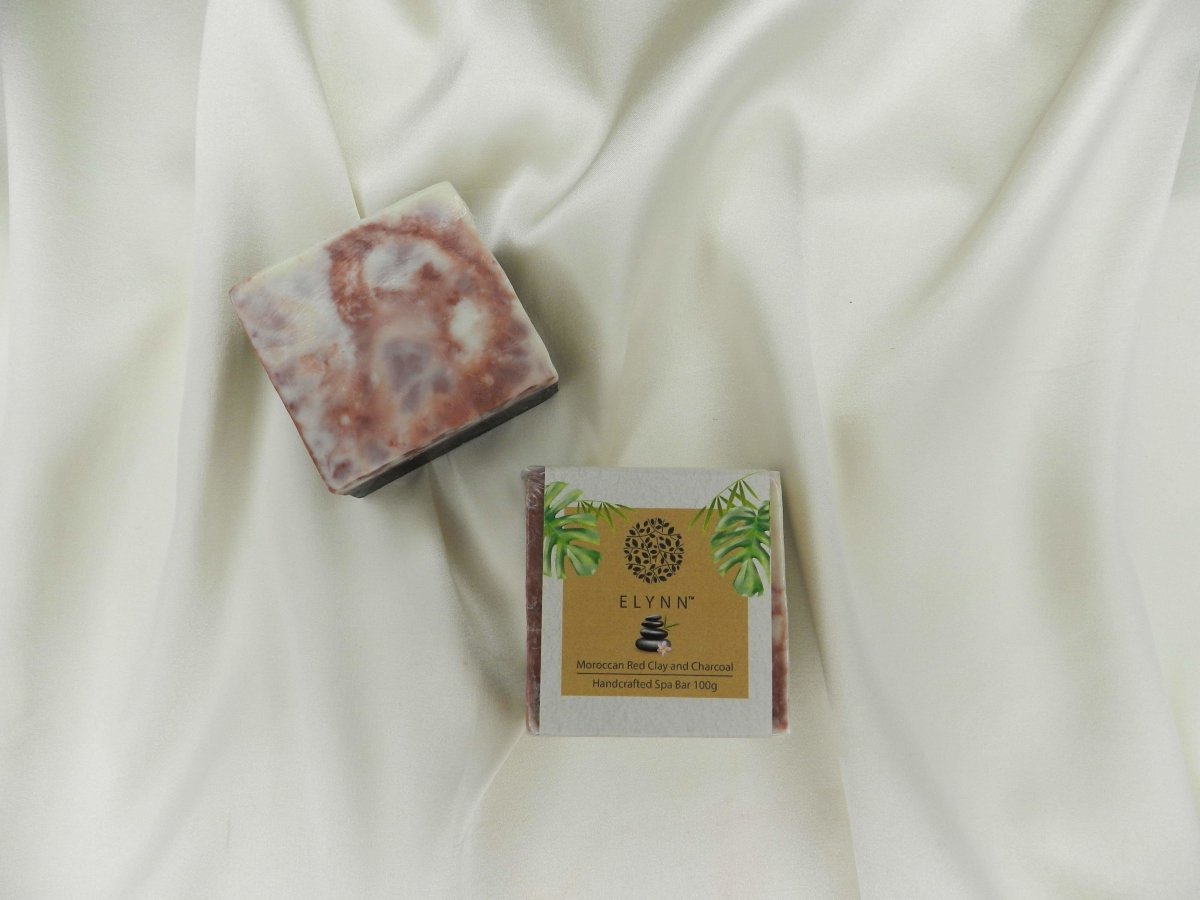 Moroccan Red Clay and Charcoal Spa Bar 100 g – Body Soap by Elynn available on Brown Living™. . SKU: 253 - 13155 - EL - SBar. Img 1.