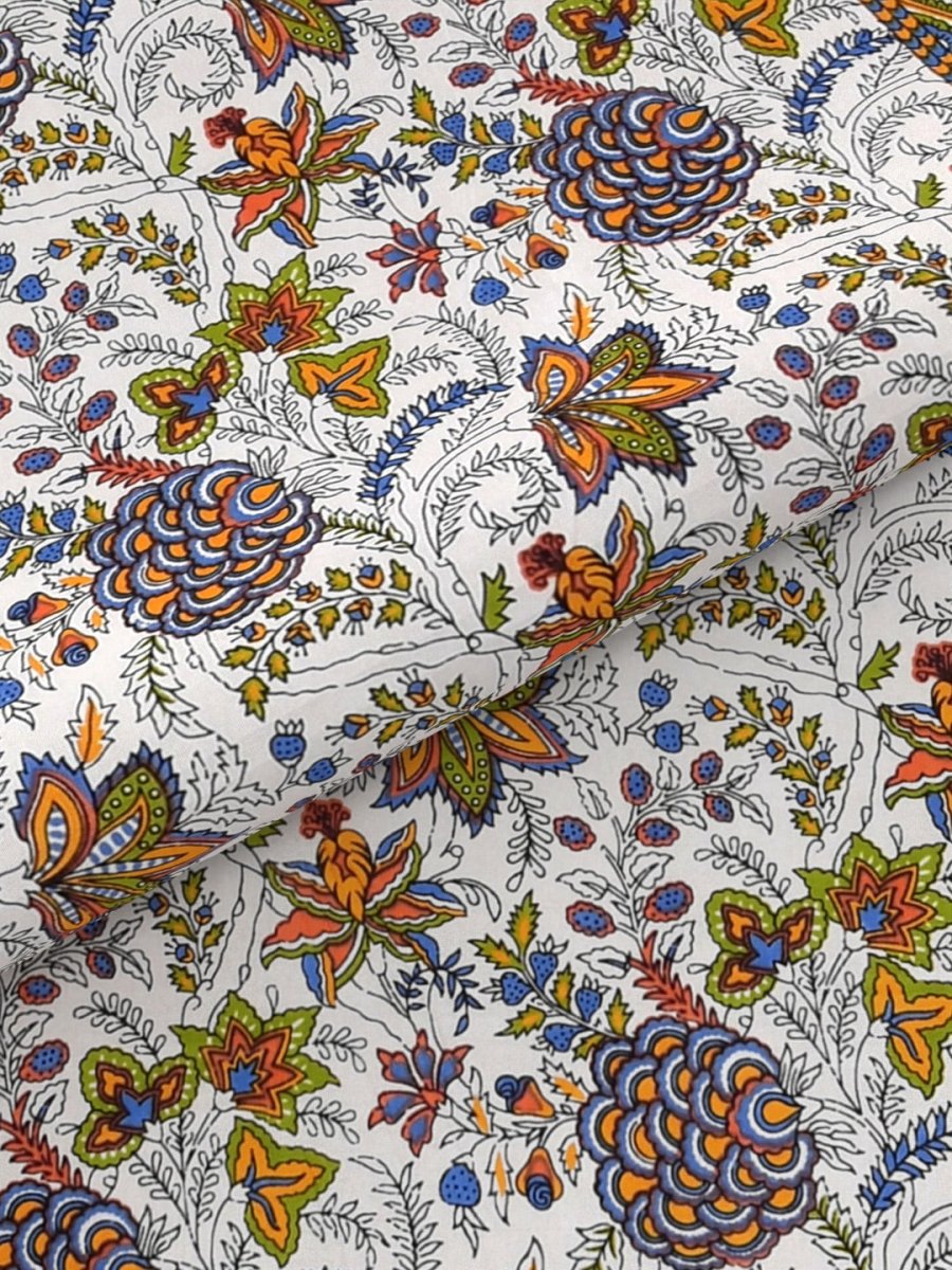 Multicolor Hand Block Geometric Print Cotton King Size Bedding Set | Verified Sustainable by Brown Living™