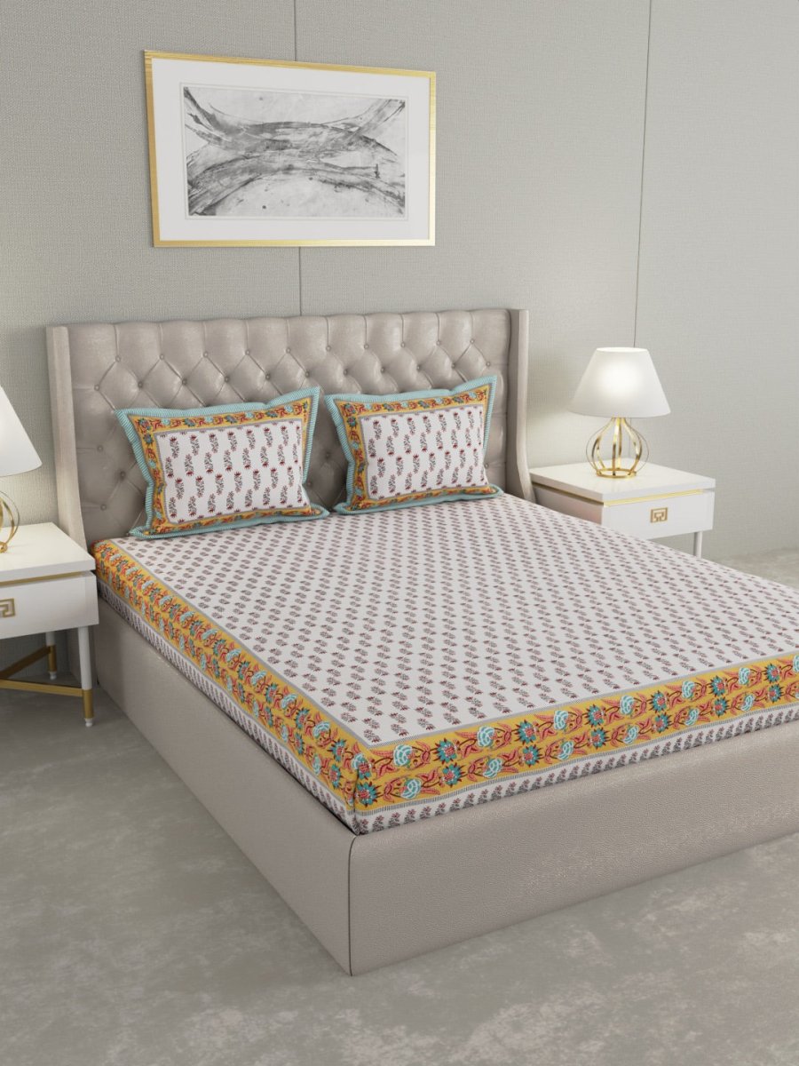 Multicolor Hand Block Print Pure Cotton King Size Bedding Set | Verified Sustainable by Brown Living™