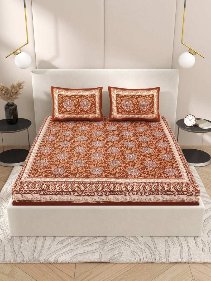 Buy Mustard Interiors Hand Block Printed Cotton Queen Size Bedding Set | Shop Verified Sustainable Bedding on Brown Living™