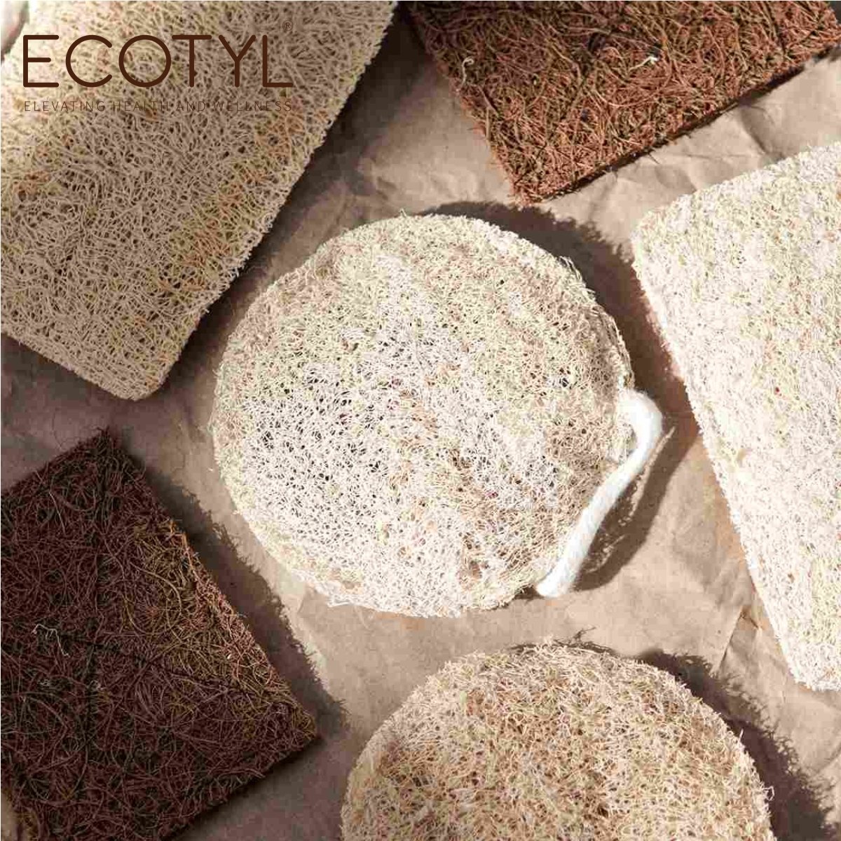 Natural Body Loofah | For Gentle Exfoliation (Set of 2) – Bath Accessories on Brown Living™. SKU: EEFSBL00001. Img 1.
