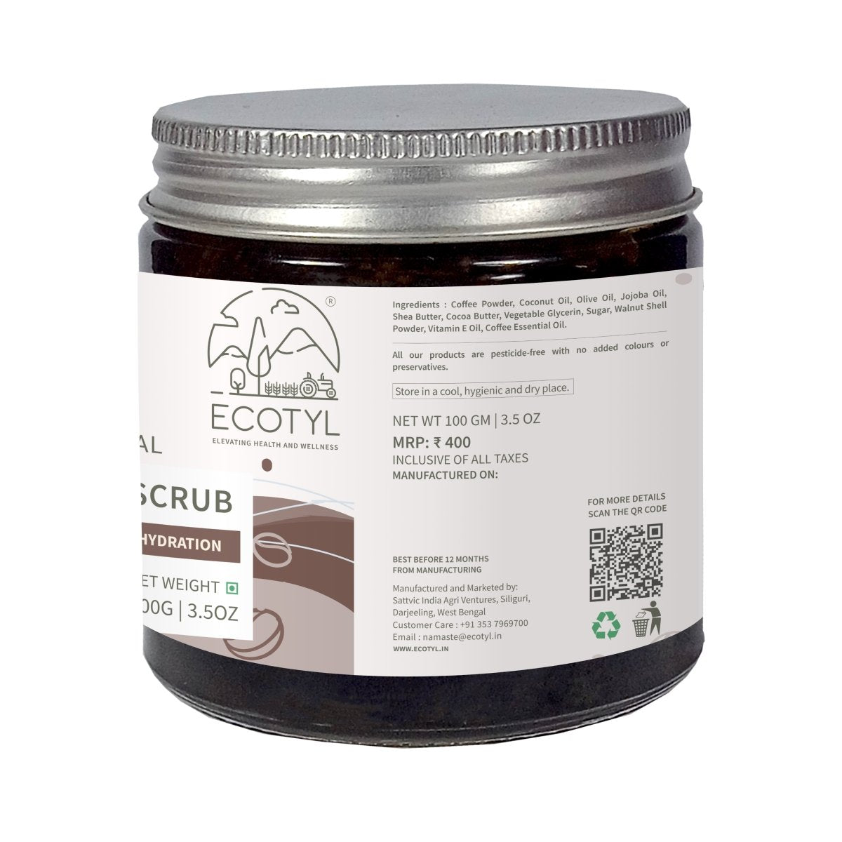 Natural Coffee Body Scrub | For Gentle Exfoliation | No Silicones & Mineral Oil | 100g – Body Scrub on Brown Living™. SKU: ECOTYL00015. Img 8.