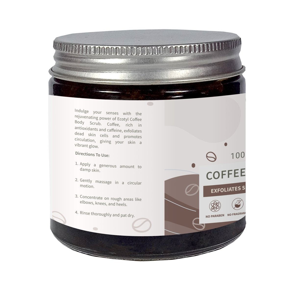 Natural Coffee Body Scrub | For Gentle Exfoliation | No Silicones & Mineral Oil | 100g – Body Scrub on Brown Living™. SKU: ECOTYL00015. Img 7.