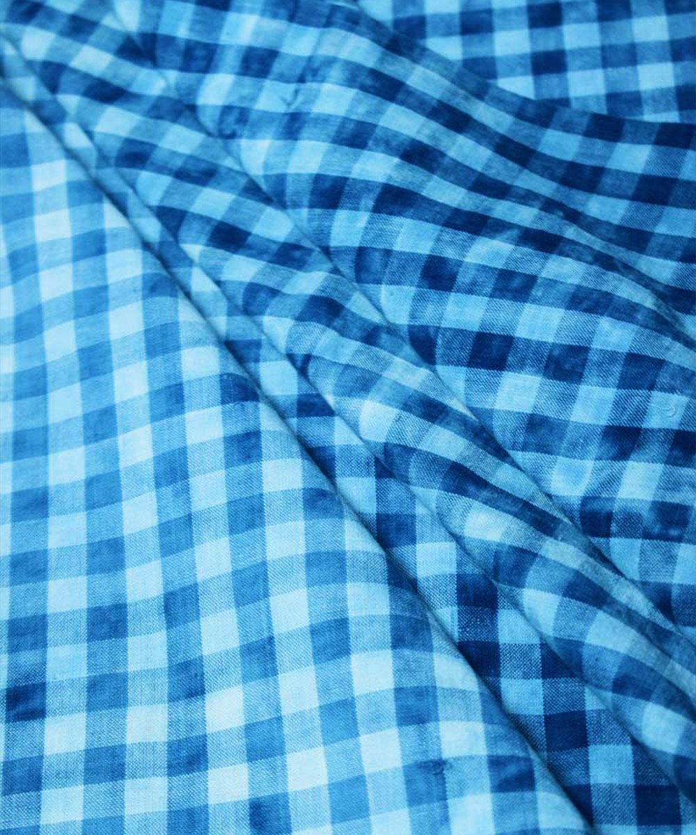 Natural Dyed Handloom Indigo Big Checks Washed – Textiles by Sonica Sarna available on Brown Living™. 1 . SKU: 274 - 2907 - 264 - SSD - F09. Img 3.