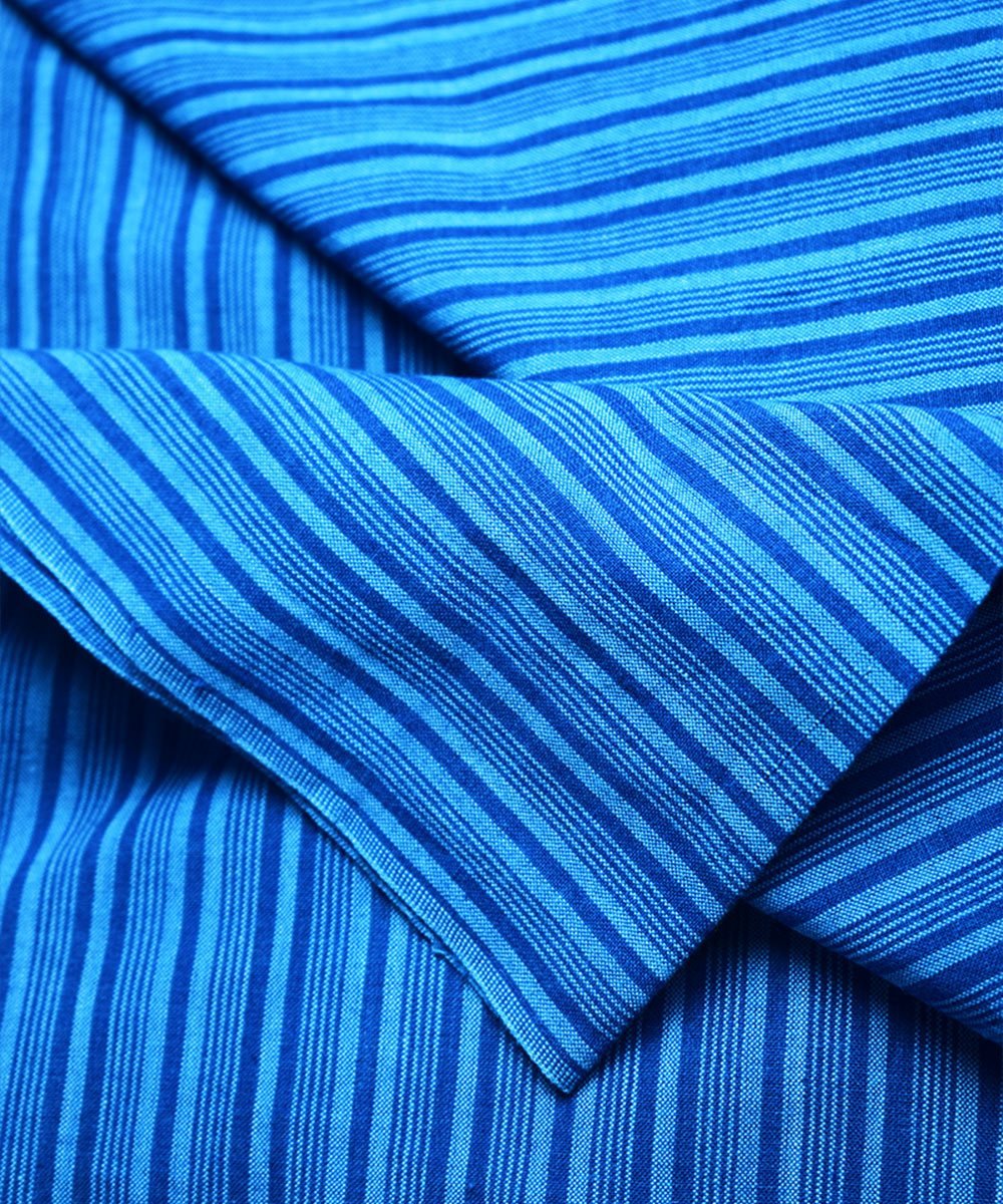 Natural Dyed Handloom Indigo Stripes – Textiles by Sonica Sarna available on Brown Living™. . SKU: 274 - 18111 - SSD - F04. Img 3.