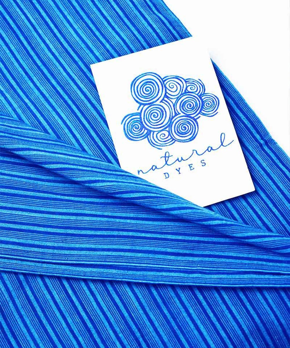 Natural Dyed Handloom Indigo Stripes – Textiles by Sonica Sarna available on Brown Living™. . SKU: 274 - 18111 - SSD - F04. Img 2.