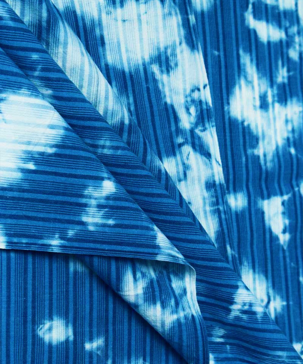 Natural Dyed Handloom Indigo Stripes Spot Washed – Textiles by Sonica Sarna available on Brown Living™. . SKU: 274 - 18147 - SSD - F11. Img 3.