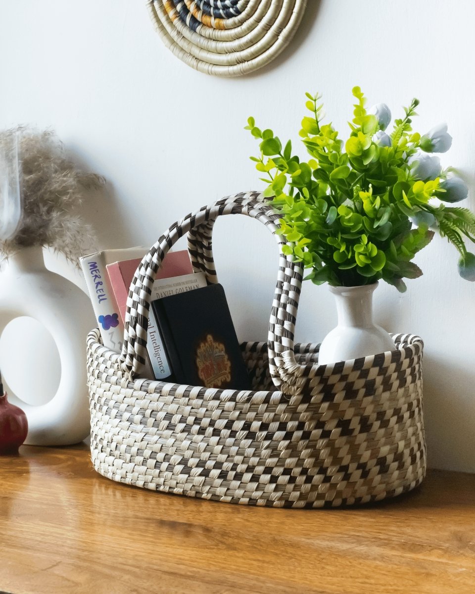 Natural handmade hamper basket - Fermoscapes – Baskets & Boxes on Brown Living™. SKU: Fermoscapes - FSOG0037. Img 2.