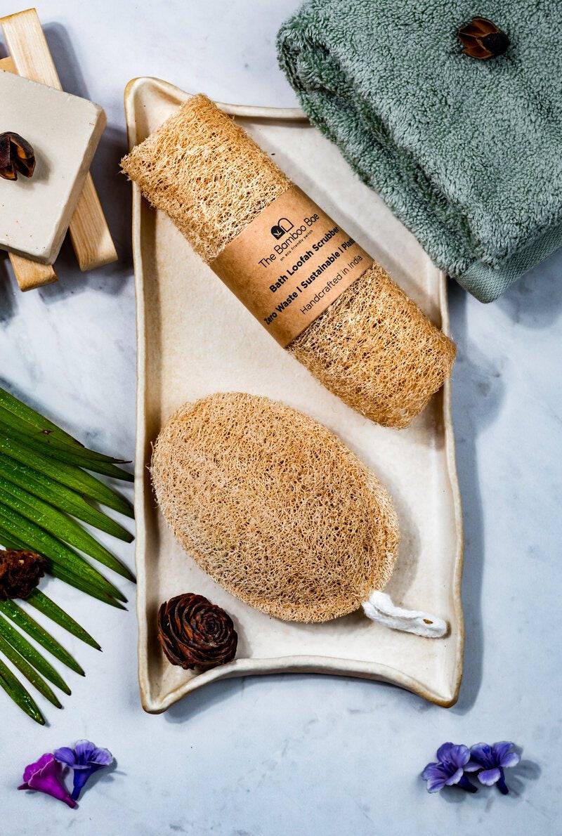 Natural Loofah | Straight & Round Eco Friendly Loofah | Bottle Gourd Exfoliating Loofa Sun Dried – Bath Accessories on Brown Living™. SKU: TBB - 43. Img 3.