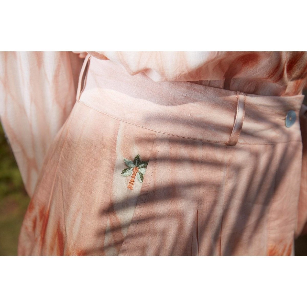 Naturally Dyed Sunset Shibori Skirt – Womens Skirt on Brown Living™. SKU: SOMETHING - SOS02 - M. Img 3.