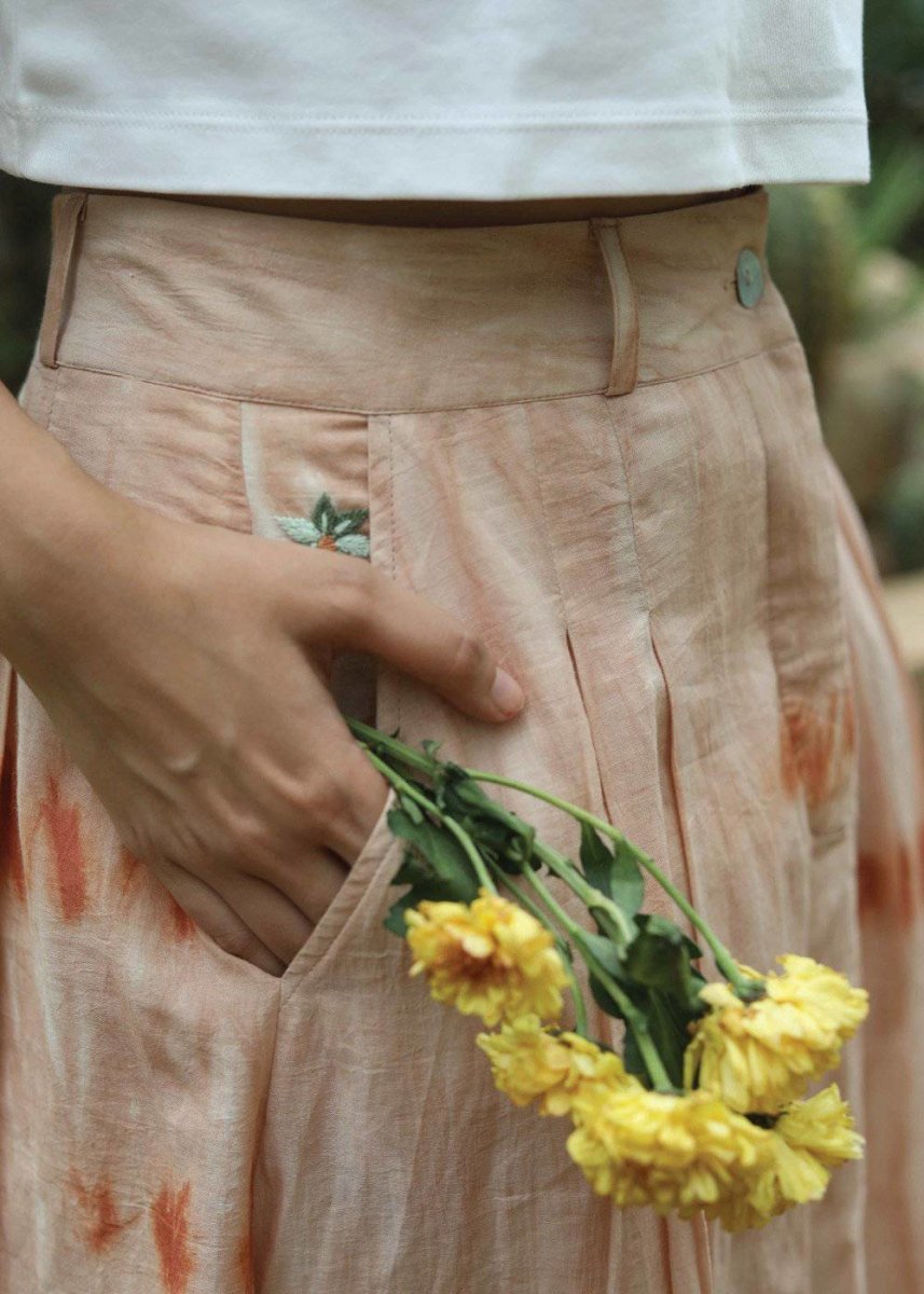 Naturally Dyed Sunset Shibori Skirt – Womens Skirt on Brown Living™. SKU: SOMETHING - SOS02 - M. Img 2.