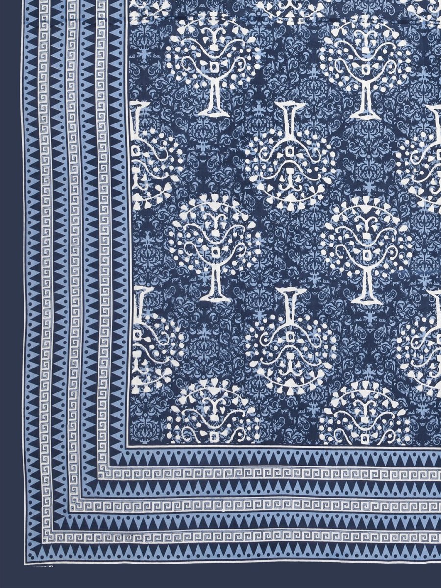 Navy Interiors Hand Block Printed Cotton Queen Size Bedding Set | Verified Sustainable by Brown Living™