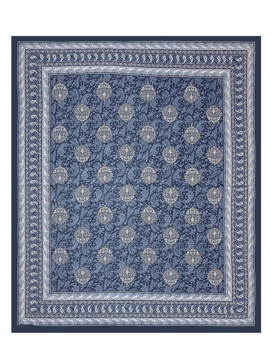 Navy Interiors Hand Block Printed Cotton Queen Size Bedding Set | Verified Sustainable by Brown Living™